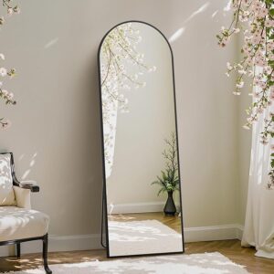 DUMOS 59″ × 16″ Arched Full-Length Mirror with Stand – Black