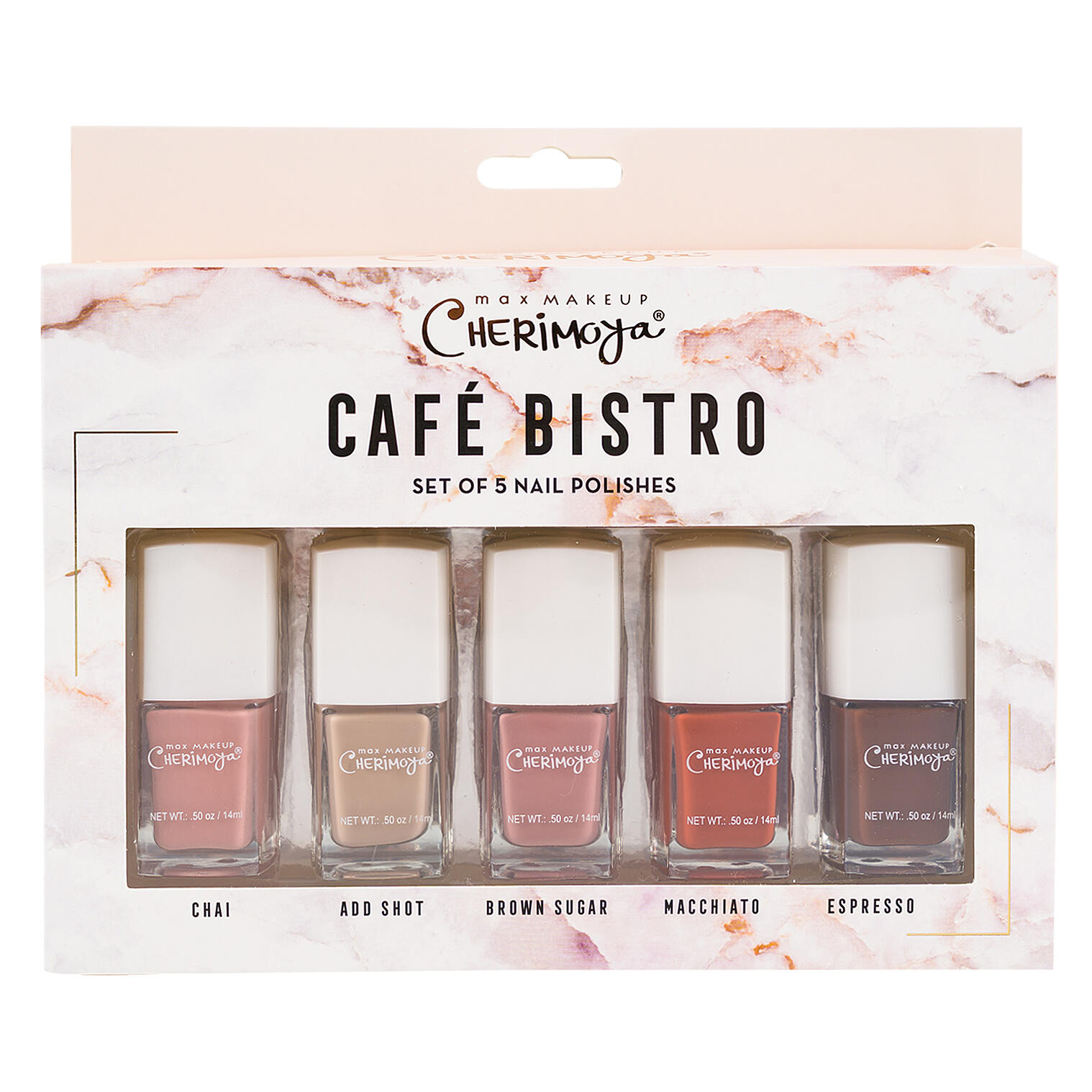 Max Makeup Cherimoya Café Bistro Nail Polish, Set of 5 1 Max Makeup Cherimoya Café Bistro Nail Polish, Set of 5 1