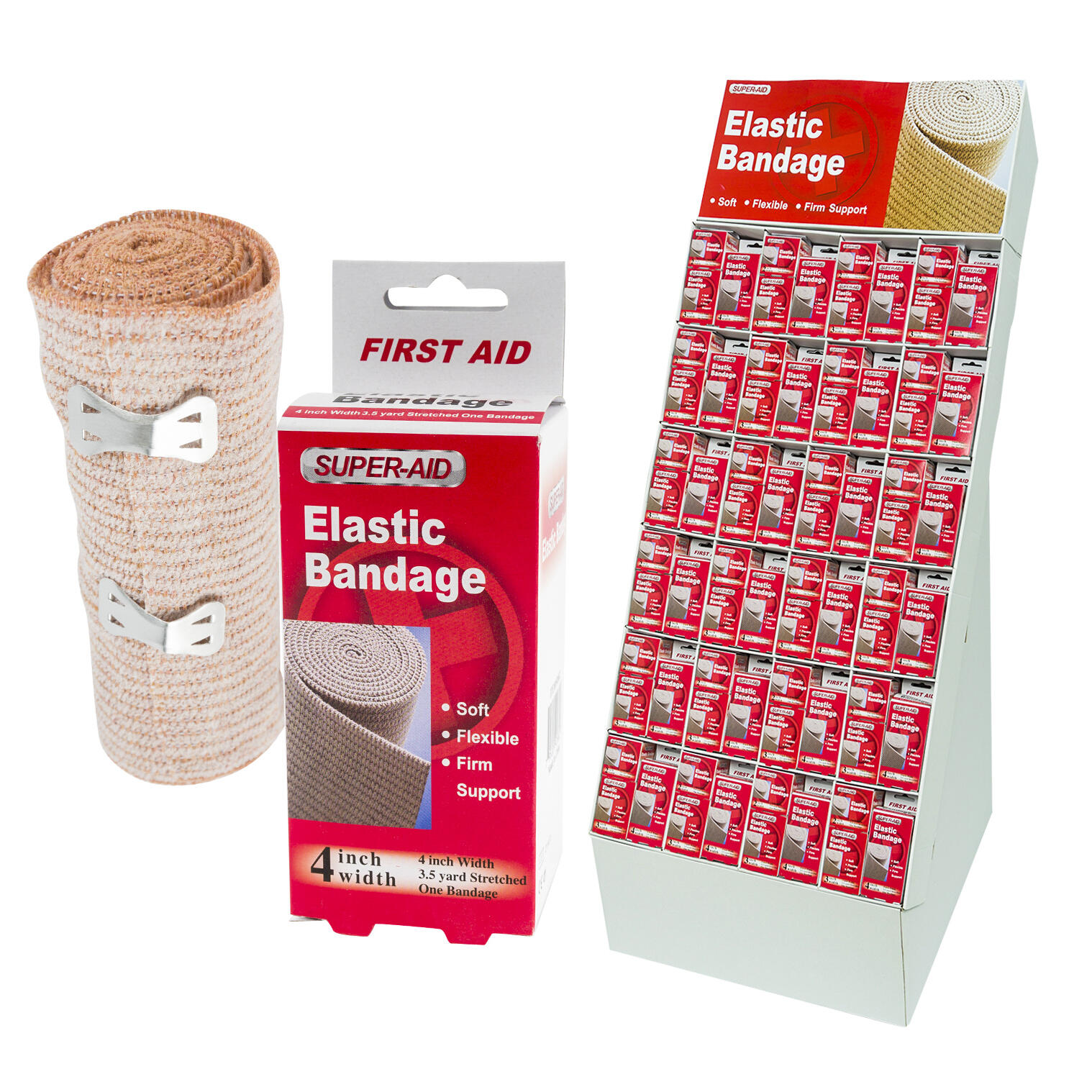 Super-Aid Elastic Bandage – 4 x 35yd Soft & Flexible 1 Super-Aid Elastic Bandage – 4 x 35yd Soft & Flexible 1
